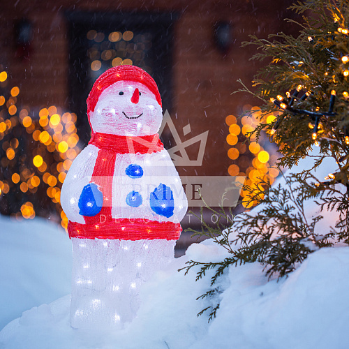 Светодиодная фигура Снеговик в синих варежках, ширина 0,31 м высота 0,59 м
