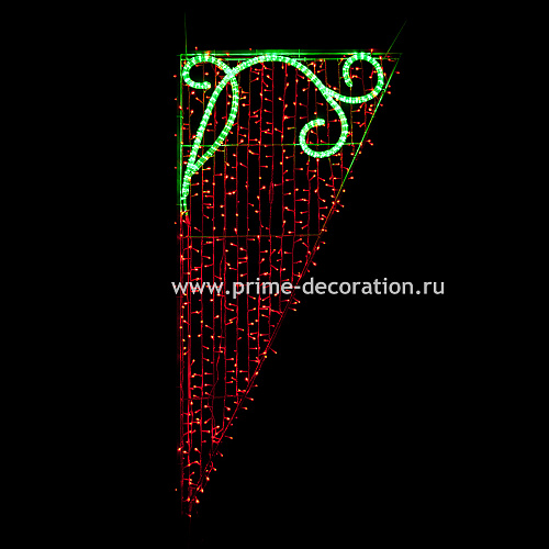 Световая конструкция Зеленая ветка, ширина 1 м высота 2 м