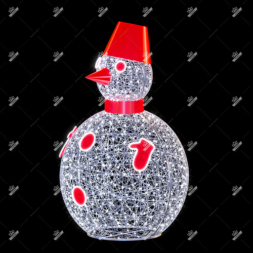 Светодиодная фигура Снеговик Пузан, высота 2 м