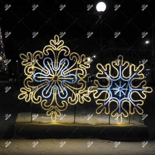 Световая Конструкция Снежинка кружевная 2D, высота 2 м