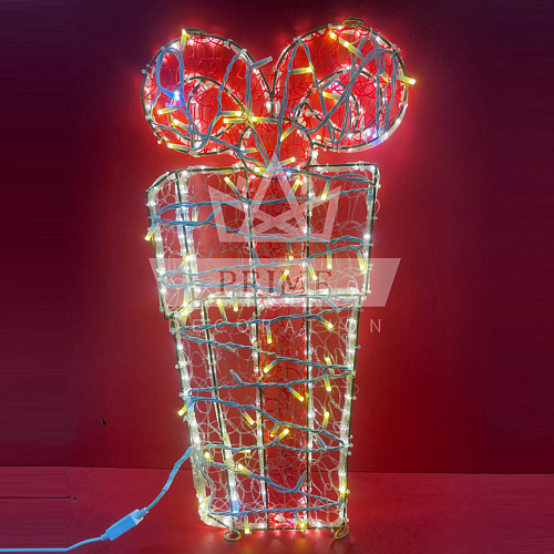 Светодиодный мотив Подарок, высота 0,47 м ширина 0,2 м