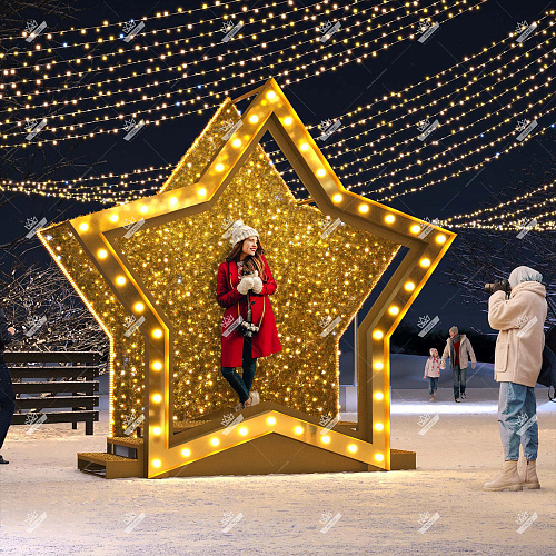 Светодиодная Конструкция Фотозона Звезда, ширина 3,65 м высота 3,5 м