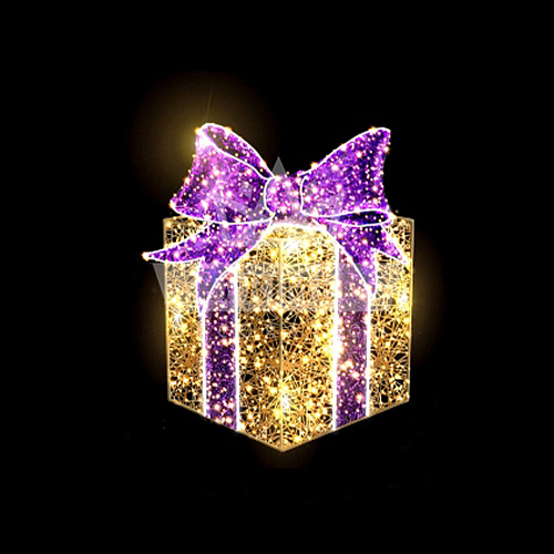 Световая Конструкция Подарок-2 с бантом, ширина 2,15 м высота 2,28 м