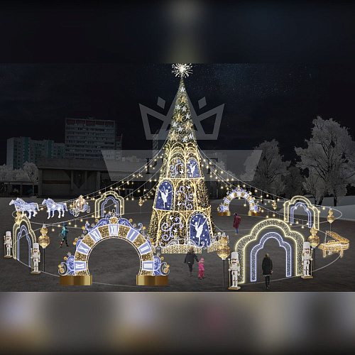 Искусственная уличная елка с комплектом оформления Балет