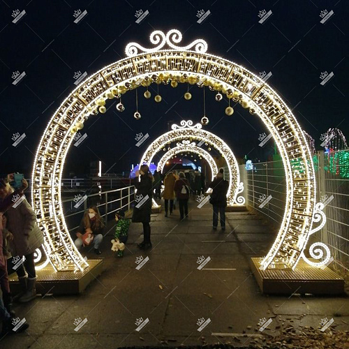 Светодиодная Арка круглая с вензелями, высота 3,5 м