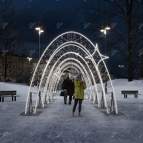 Световой "Тоннель желаний" из арок, ширина 4,3 м высота 3,58 м