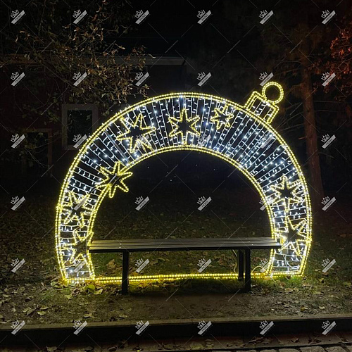 Светодиодная Арка Елочный шар со звездами 2D, высота 1,8 м