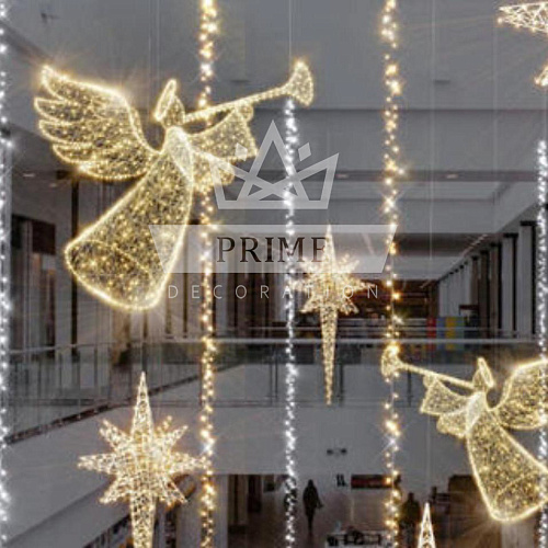 Декоративная фигура Ангел объемный с трубой, высота 1,7 м