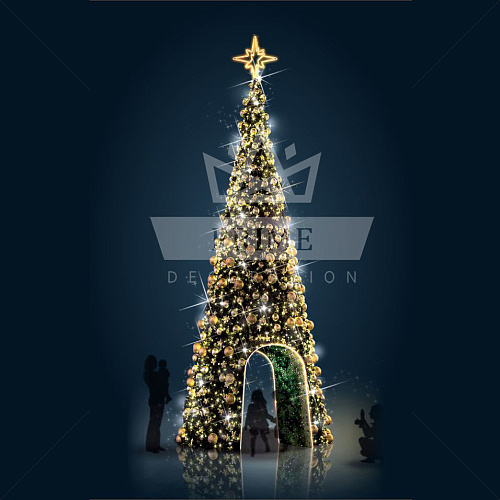 Искусственная уличная Елка с Аркой световая, с комплектом оформления Классик