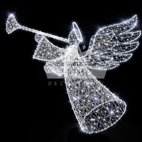 Декоративная фигура Ангел объемный с трубой, высота 1,7 м