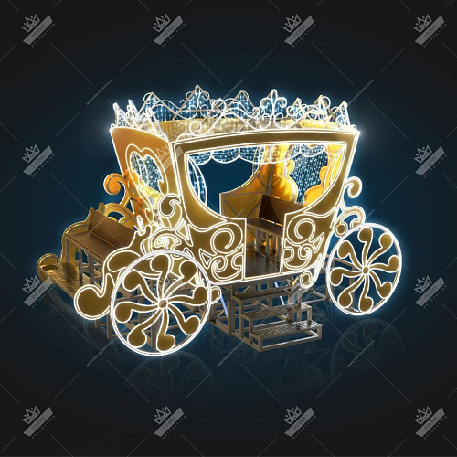 Световая Конструкция Карета Золотая, ширина 5 м высота 3,4 м