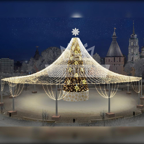 Золотая Феерия. Комплект оформления для искусственной уличной елки