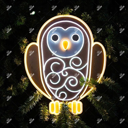 Светодиодный мотив Сова, высота 0,8 м ширина 0,6 м