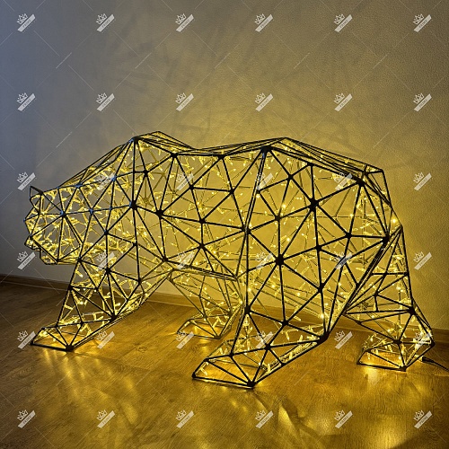 Светодиодный Полигональный Медведь, ширина 0,63 м, высота 1 м