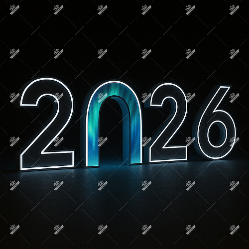 Цифры 2026 с аркой Северное сияние, высота 2 м