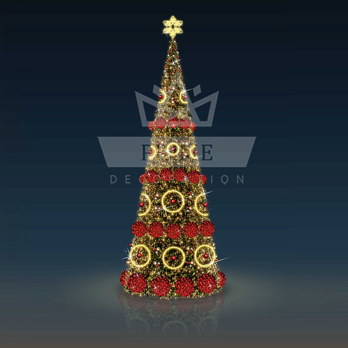 Искусственная уличная елка с комплектом оформления Шары и кольца