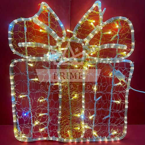 Светодиодный мотив Подарок, высота 0,6 м ширина 0,8 м