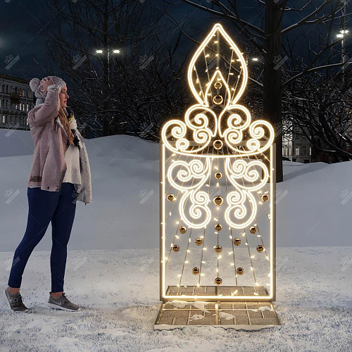 Светодиодная Конструкция Фотозона Свеча малая, ширина 0,9 м высота 2,4 м