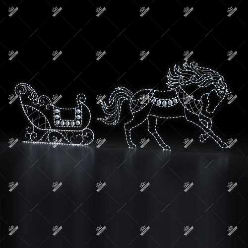 Светодиодная фигура Сани с конем 2D, высота 2 м
