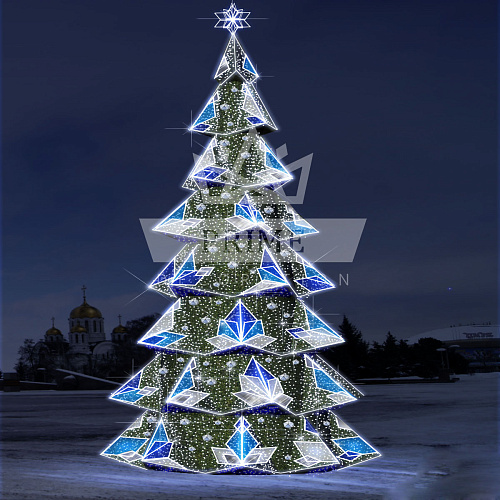 Искусственная уличная елка с комплектом оформления Ледяная