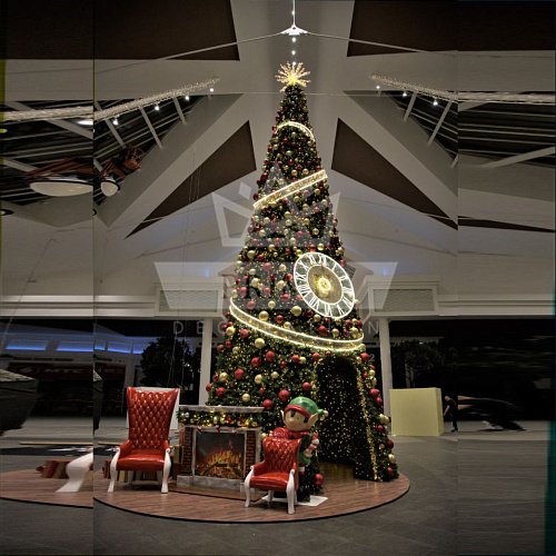 Искусственная уличная елка с комплектом оформления Елка с часами