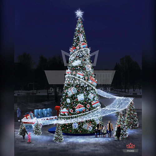 Искусственная уличная елка с комплектом оформления Новогодний Экспресс