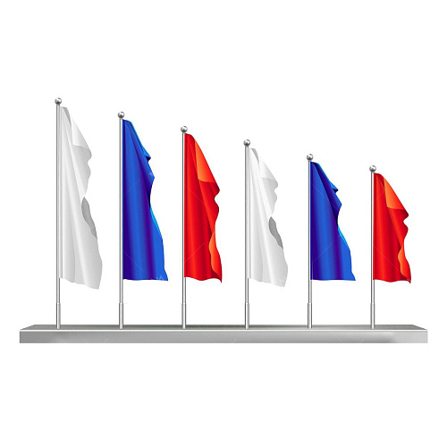 Флаговая конструкция белый, синий, красный флаги, ширина 10 м высота 5 м