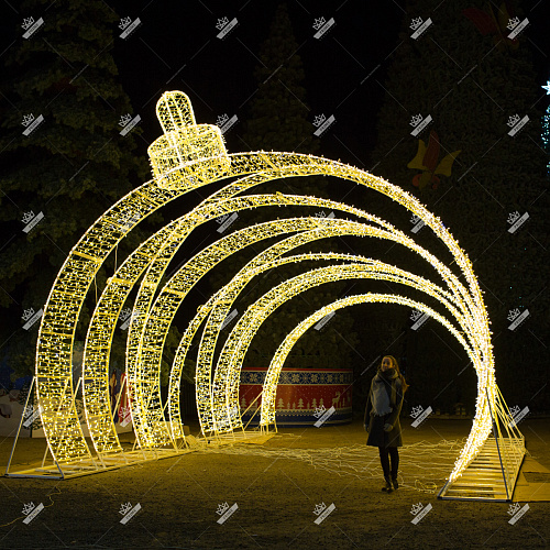 Световой тоннель Елочный шар, длина 10 м высота 5 м