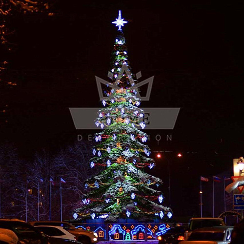 Искусственная уличная елка Таежная с комплектом оформления Ромбы