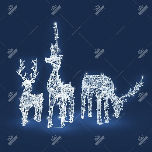 Семья Оленей, светодиодные фигуры, высота 1,9 м, 1,9 м, пьющий 1,3 м