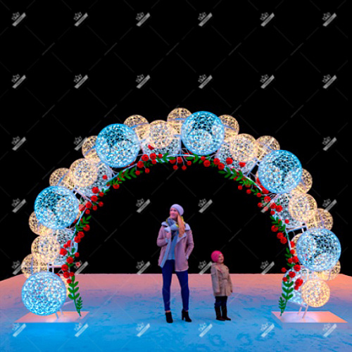 Светодиодная Арка Шары с рябиной, высота 3,6 м