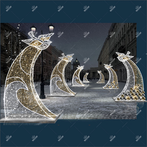 Декоративная фигура Полуарка Снегирь, ширина 1,7 м высота 2,5 м