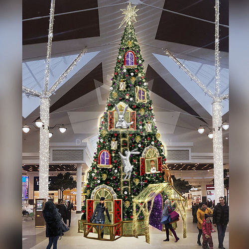 Искусственная уличная елка с комплектом оформления Дом