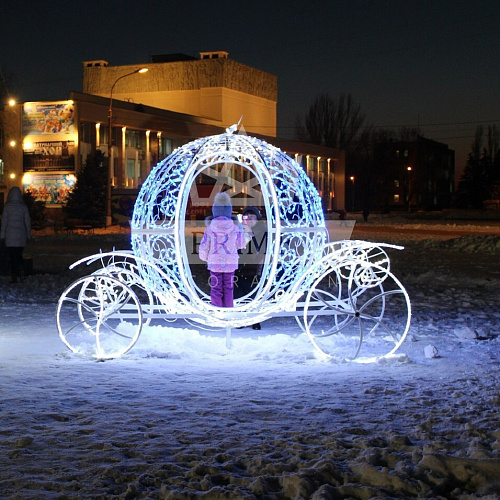 Светодиодная конструкция Карета Для Золушки, ширина 3,5 высота 2,5 м